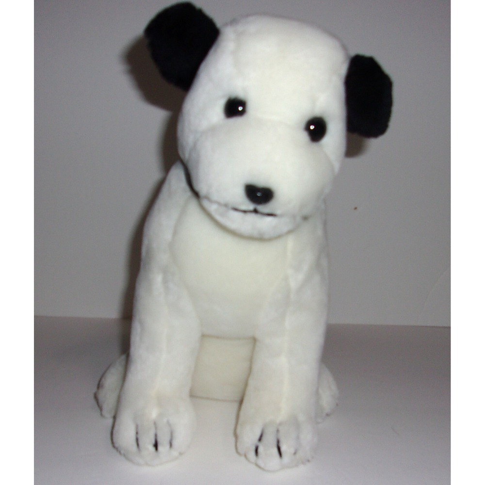 Vintage Dakin RCA Nipper White Dog Black Ears Plush 1992 12"
